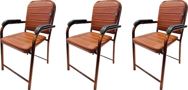 P P CHAIR Office Executive Visitor Chair with arm Rest & Copper Coated Frame Leatherette Office Visitor Chair