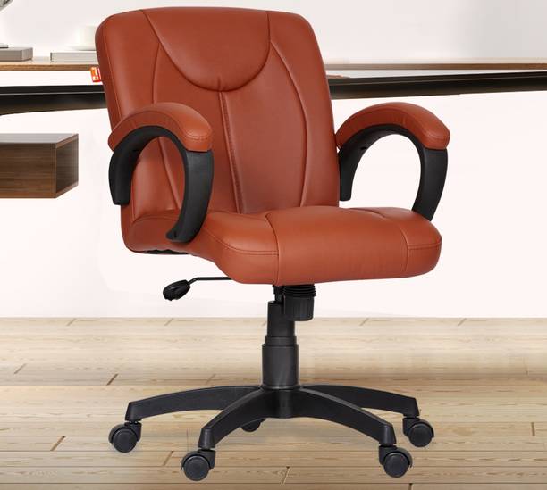 Da URBAN Deaver Tan Revolving | Mid Back | Ergonomic | Home & Office | Leatherette Office Executive Chair