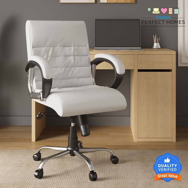 Flipkart Perfect Homes Falcon Medium Back Office Revolving Leatherette Chair Leatherette Office Arm Chair