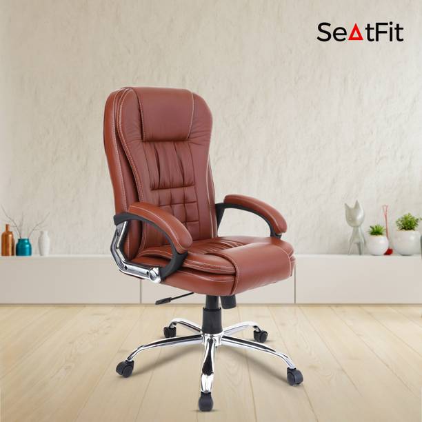 SEATFIT A47 Office Boss Designer Chair PP Chrome Arms High Back Executive Chair Leatherette Office Arm Chair