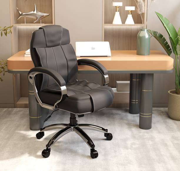 GARGHANDICRAFTS Ergonomic Mid-Back Chair with Cushioning/Adjustable seating Office Chair Nylon Office Arm Chair