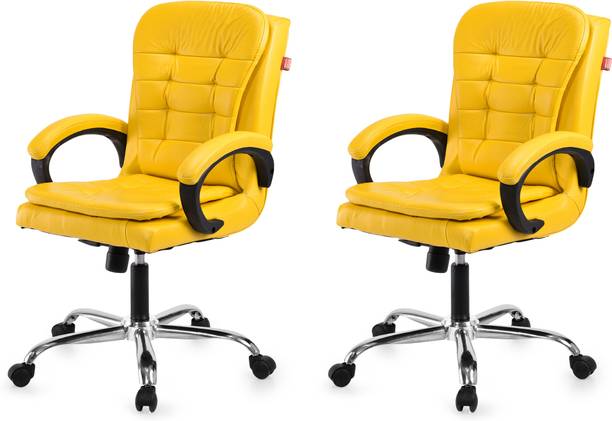 GOYALSON Comfortable Swivel Office Chair Adjustable Height & Breathable Mesh Leatherette Office Adjustable Arm Chair