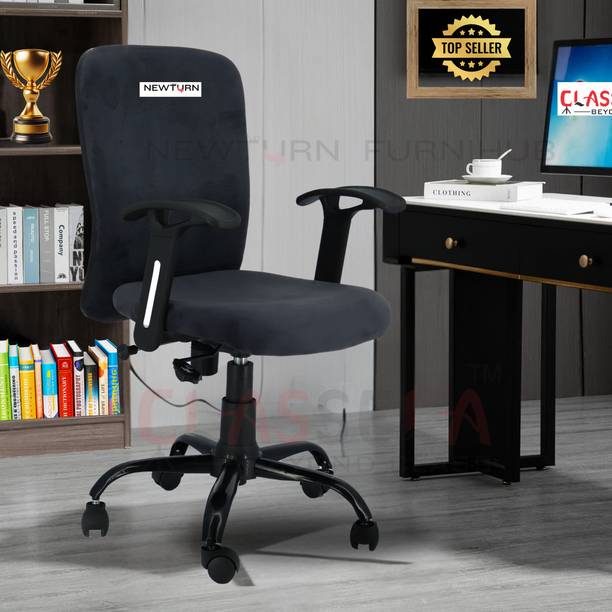 Newturn Rainbow Zebra Velvet Rexine office revolving chair with 2 Year warranty Fabric Office Adjustable Arm Chair
