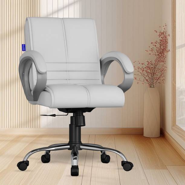 CRATVZ Sturdy Ergonomic Chair with 3 Years Warranty, Home Desk Office Chair Leatherette Study Arm Chair