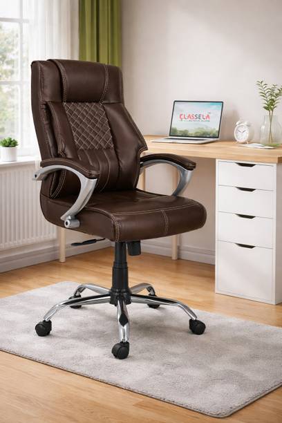 Newturn Desire Premium Leather HIGH BACK Boss Revolving Chair with 2 years warranty Leather Office Arm Chair