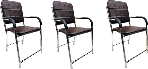 SOMRAJ Ergonomic chair office home study Leatherette seat back chair Metal Dining Chair