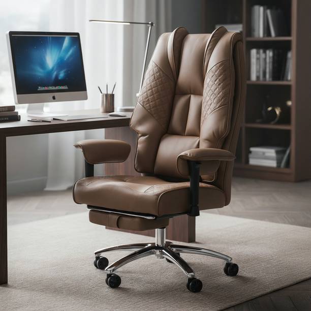 Drogo High Back Ergonomic Office Chair for Work from Home with Armrest & Footrest Leather Office Executive Chair