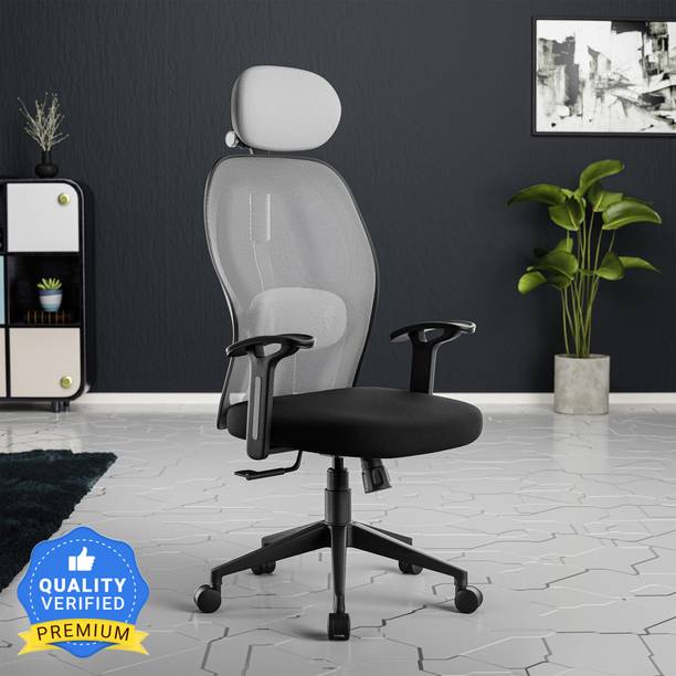 GREEN SOUL Yoga High Back Ergonomic Chair|Home, Office, WFH|3D Headrest,2D Lumbar Support Mesh Office Arm Chair