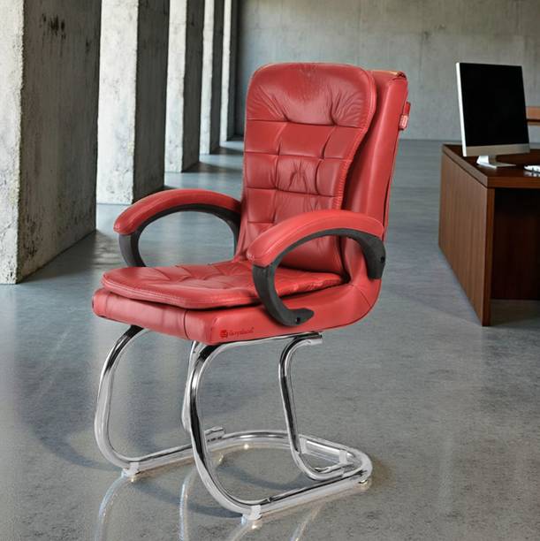 GOYALSON Ergonomic Visitor Chair for Office & Home Comfortable & Durable Design Leatherette Office Adjustable Arm Chair