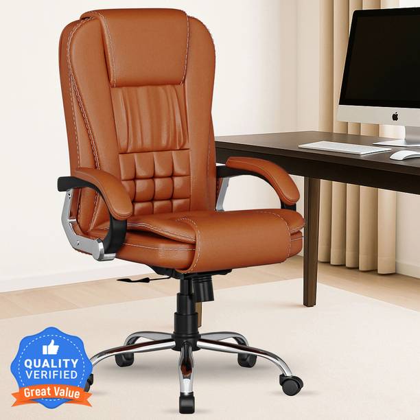 SEATFIT A47 Office Boss Designer Chair PP Chrome Arms High Back Executive Chair Leatherette Office Arm Chair