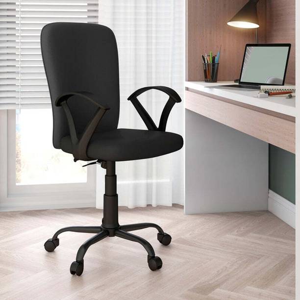 Nilkamal Lusaka Mid Back Ergonomic | Adjustable Height | Swivel | Push Back | Executive Fabric Office Arm Chair