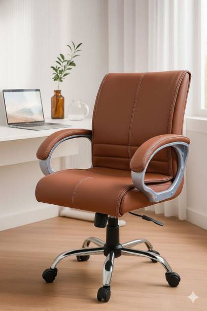CLASSELA Maxson Mid back premium leatherette Boss revolving chair with 2 years Warranty Leatherette Office Adjustable Arm Chair
