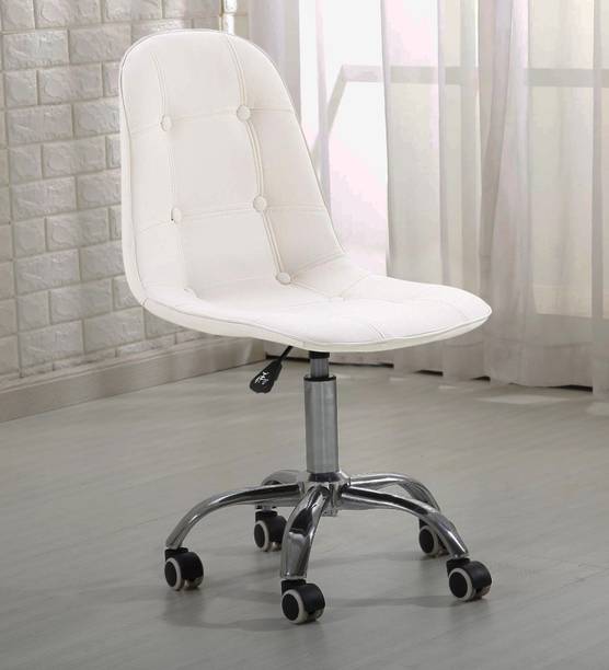 Deal Dhamaal Charles Jacobs Office Swivel Chair with Adjustable Height Button in White Color Leatherette Office Conference Chair