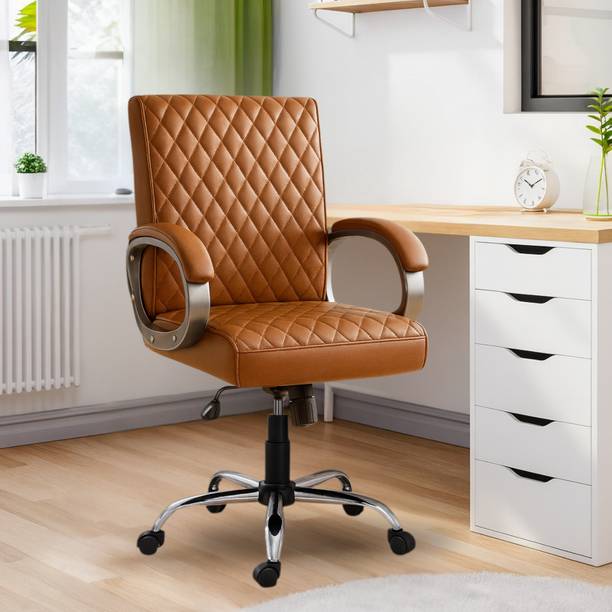 Newturn BETA mid-Back Work form home/office Chair with 2 Yrs Prts replc. wrty Leatherette Office Adjustable Arm Chair