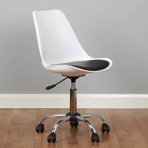 Flipkart Perfect Homes Height-Adjustable Stylish Modern Rotary Arm Office Study Desk Chair for Salon, Spa, Bar, Medical, Kitchen in White & Black Color Leatherette Office Executive Chair