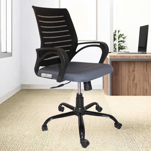 M.G Enterprises Boom Heavy Duty Metal Stand Revolving with Spacious Seat Workstation Synthetic Fiber Office Adjustable Arm Chair