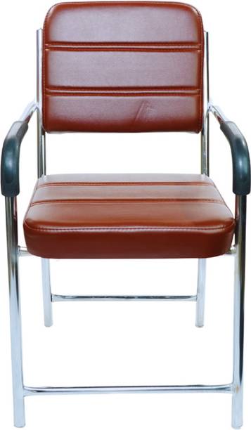 RW REST WELL Acton Chair With Cushioned Seat & Backrest|Armrest Chair For Office/Study Areas| Leatherette Office Visitor Chair