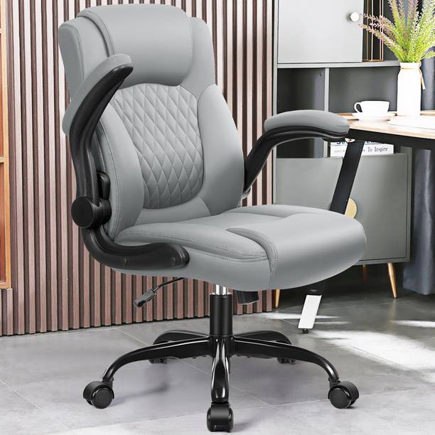 FD Furnituredeal Leather Office Chair, PU Home Computer Desk Chairs with Ergonomic Back Support Leatherette Office Adjustable Arm Chair