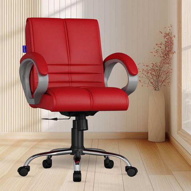 CRATVZ Sturdy Ergonomic Chair with 3 Years Warranty, Home Desk Office Chair Leatherette Study Arm Chair