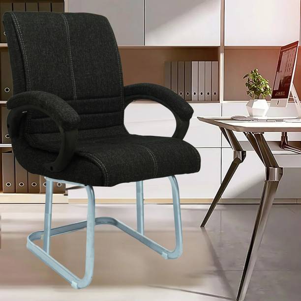 Newturn Maxson Heavy Cushion office fixed Visitor/Waiting chair with 1 Year warranty Jute Office Visitor Chair