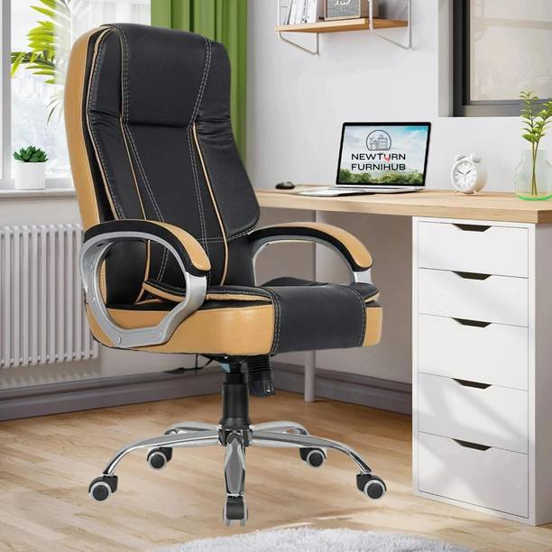 Newturn Creta Premium High back Leather office chair with 3 Years warranty Leather Office Adjustable Arm Chair