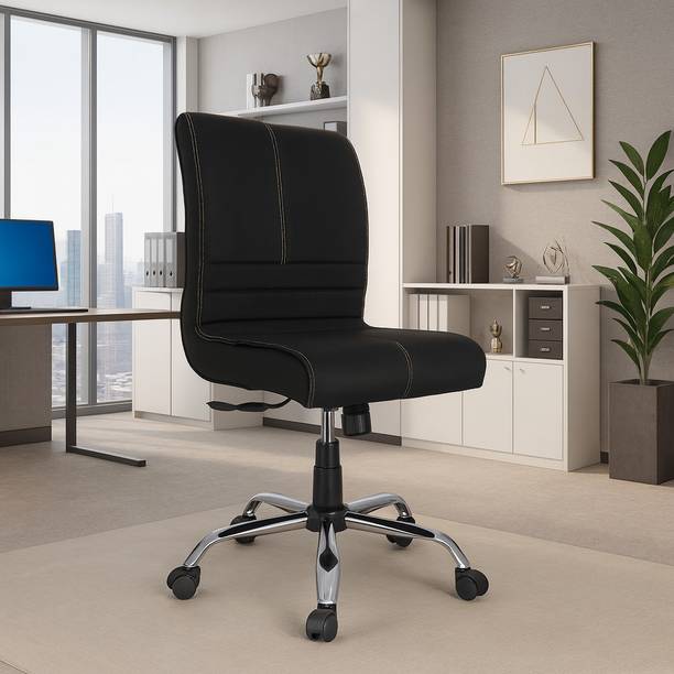 Newturn MAXSON Mid-back Armless Work from home/Office/study/desk(WFH) chair Leather Office Conference Chair