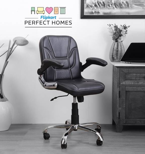 Flipkart Perfect Homes Medium Back Revolving Chair with Ergonomic Design and Lumbar Support Leatherette Office Executive Chair