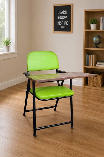 FURNIMAX Folding Study Chair With Cushion & Adjustable Writing Pad Cotton Blend Study Arm Chair