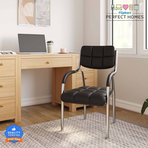 Flipkart Perfect Homes Chrome Steel with Cushion seat Back & Heavy Frame Leatherette Office Visitor Chair