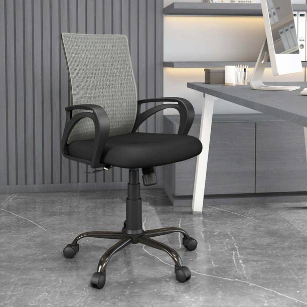Nilkamal Giza Mid Back Ergonomic | Adjustable Height | Swivel | Push Back | Executive Fabric Office Arm Chair