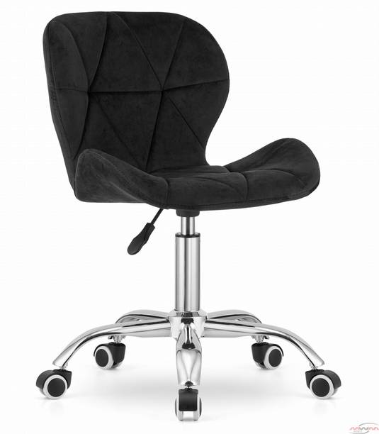 Finch Fox Height-Adjustable Velvet Office Study Desk Chair In Black Color Linen Office Executive Chair