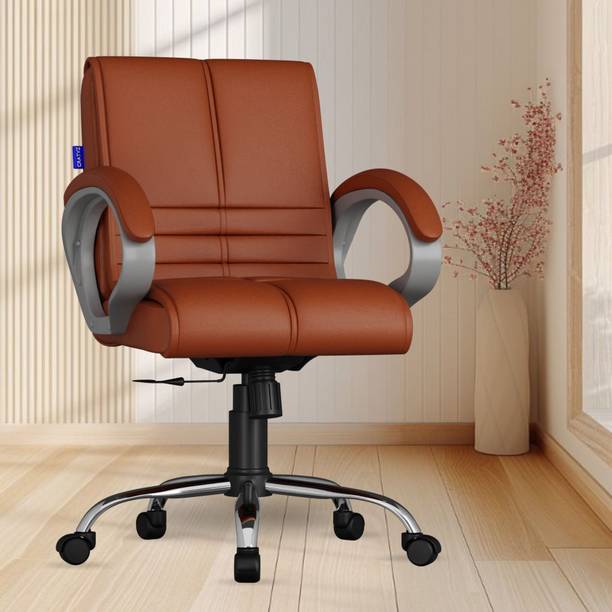 CRATVZ Sturdy Ergonomic Chair with 3 Years Warranty, Home Desk Office Chair Leatherette Study Arm Chair