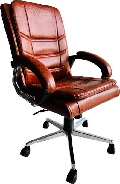 GOYALSON Office Ergonomic Home & Office Study Reception Revolving Chair Mid high Back Leatherette Office Visitor Chair
