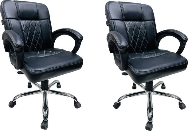 KITHANIA Ergonomic Executive Mid Back Home Office Study Reception Revolving arm Chair Leather Office Executive Chair