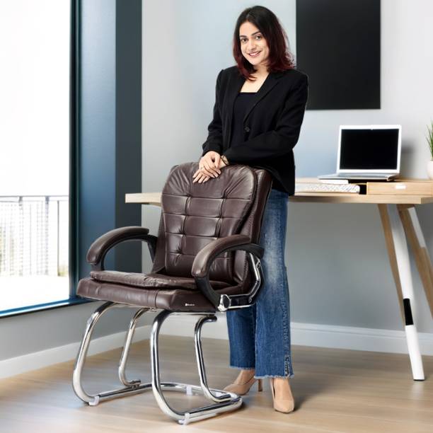 Goyal Steel & Furniture Industries Ultimate Comfort chair Visitor Cushion Chair for home office Leatherette Office Arm Chair