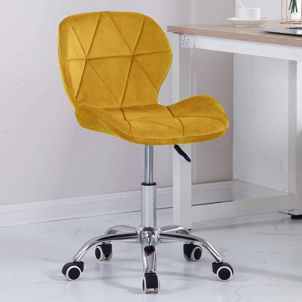 Finch Fox Height-Adjustable Velvet Office Study Desk Chair In Yellow Color Linen Office Executive Chair