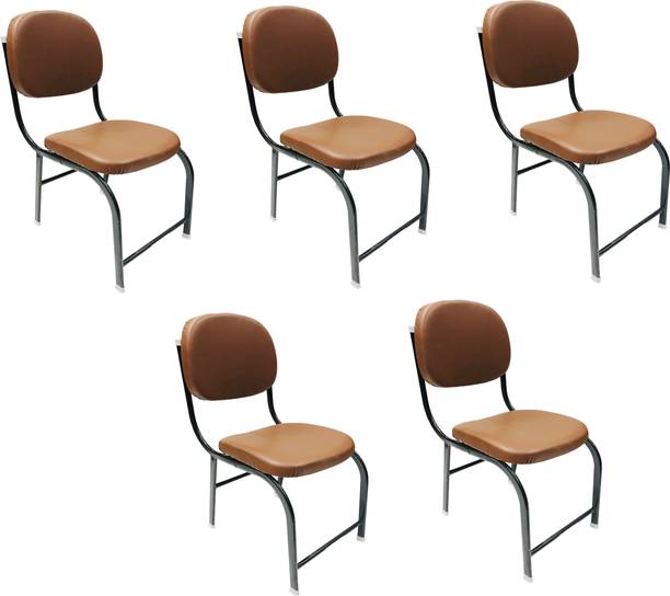SOMRAJ Office Visitor Study Chair Without arm Rest with Iron Frame H Type Leatherette Office Visitor Chair