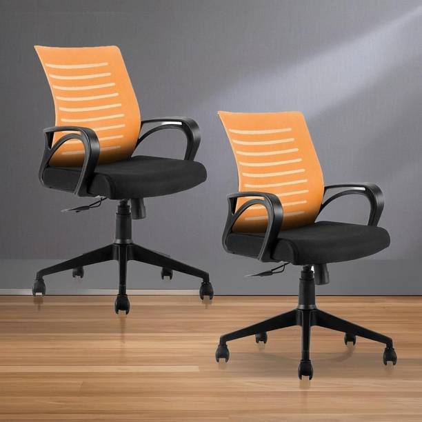 MAESTRO Ergonomic Medium Back Swivel Office Chair with Mesh Back, Height Adjustment Fabric Office Adjustable Arm Chair