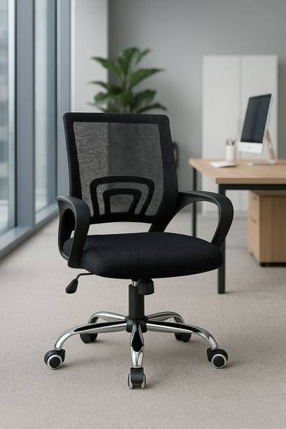 atom Mid-Back Revolving Mesh Ergonomic Chair for Home & Office with Comfort Seating Nylon Office Conference Chair
