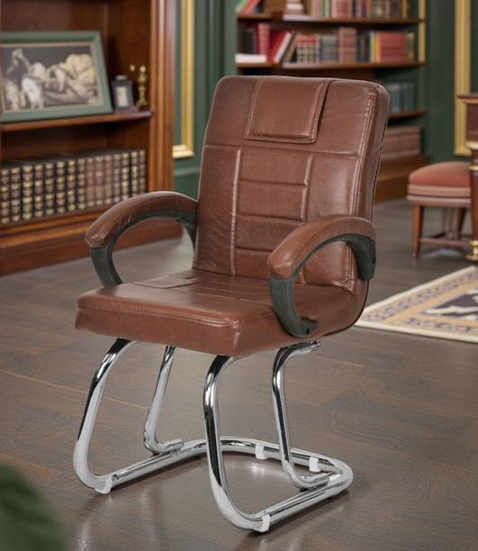 KITHANIA Ergonomic Visitor/Study/Office Home Reception Chair padded arms, carry 125 kg Leather Office Executive Chair