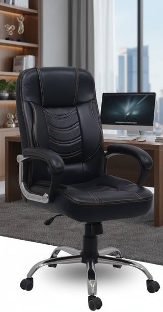 My Cubicles Executive Boss Chair | Leatherette High Back with Lumbar Support Leatherette Office Arm Chair