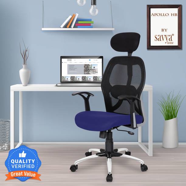 SAVYA HOME Apollo High Back Ergonomic Office, Home Chair with 2D Lumbar Support,Steel Base, Mesh Office Executive Chair