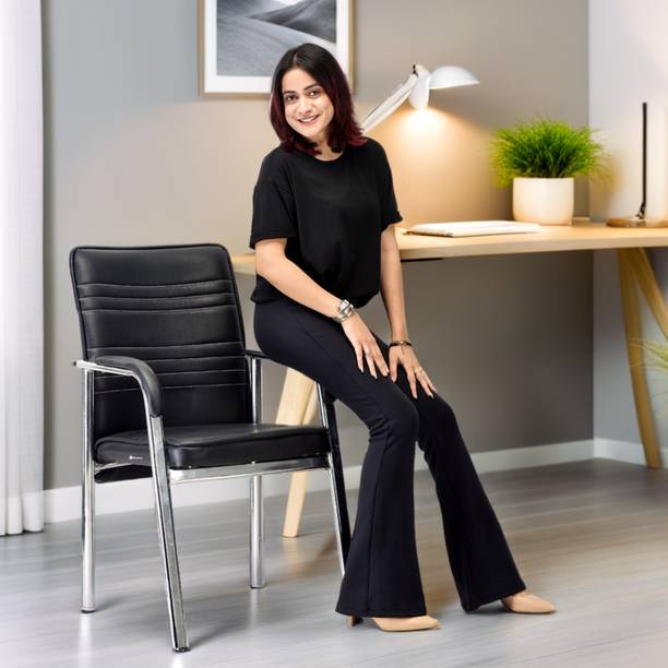 TARUN GRAMUDYOG Comfort Modern Visitor Chair without wheel for Home Office study Leatherette Office Arm Chair