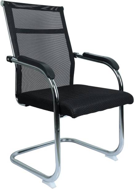 Flipkart Perfect Homes Comfortable Chrome Steel With Cushion Seat And Mesh Back & Heavy Frame Leatherette Office Visitor Chair