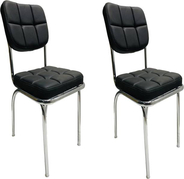 SOMRAJ Office Visitor Student Study Chair Without Arm with Cushion Steel Chair Metal Dining Chair
