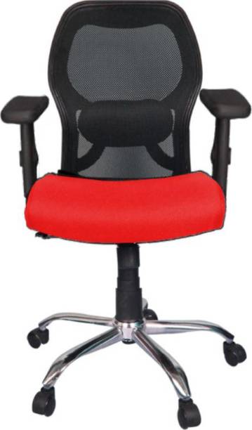 Rajpura Matrix Medium Back Revolving Chair Adjustable Arms (RSE102 Red) Fabric Office Executive Chair