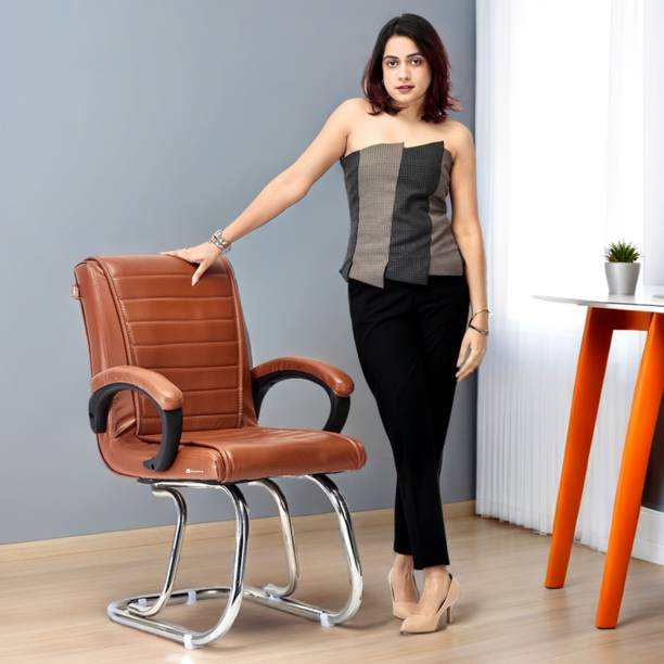 Goyal Steel & Furniture Industries Enhance Your Home Office chair Comfortable Cushion Visitor Chair Leatherette Office Arm Chair