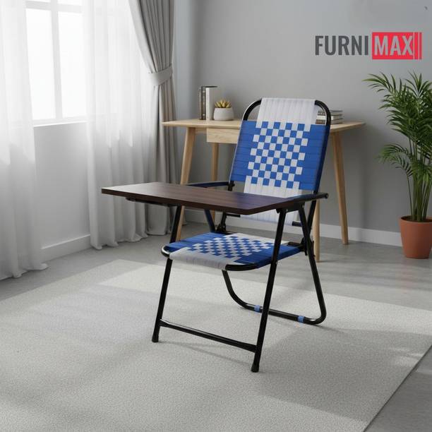 FURNIMAX Folding Study Chair Nylon Heavyduty Niwar Patta Strips & Adjustable Writing Pad Nylon Study Folding Chair