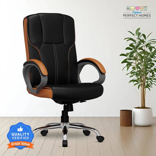 Flipkart Perfect Homes Oak Chair, Office Chair, Study Chair, 3 Years Warranty Leatherette Office Adjustable Arm Chair