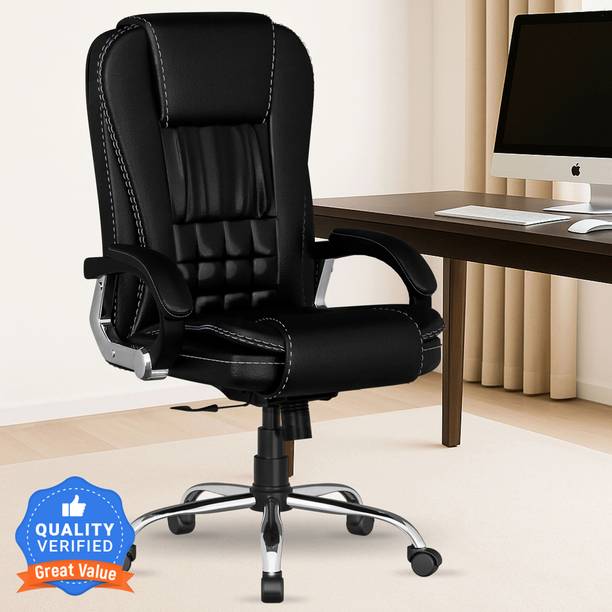 SEATFIT A47 Ergonomic Leatherette Office Chair with Adjustable Height & Back Support Leatherette Office Arm Chair